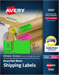 Avery Printable Shipping Labels with Sure Feed, 2" x 4", Neon Green, Laser & Inkjet Compatible, 500 Blank Labels Total, Great for Branding, Mailing, Organizing, and More (5956)