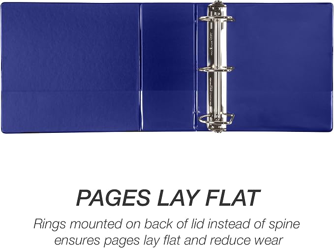 Samsill Durable 5 Inch 3 Ring Binder, D Ring Binder, Customizable Clear View, Blue, Holds 1070 Pages