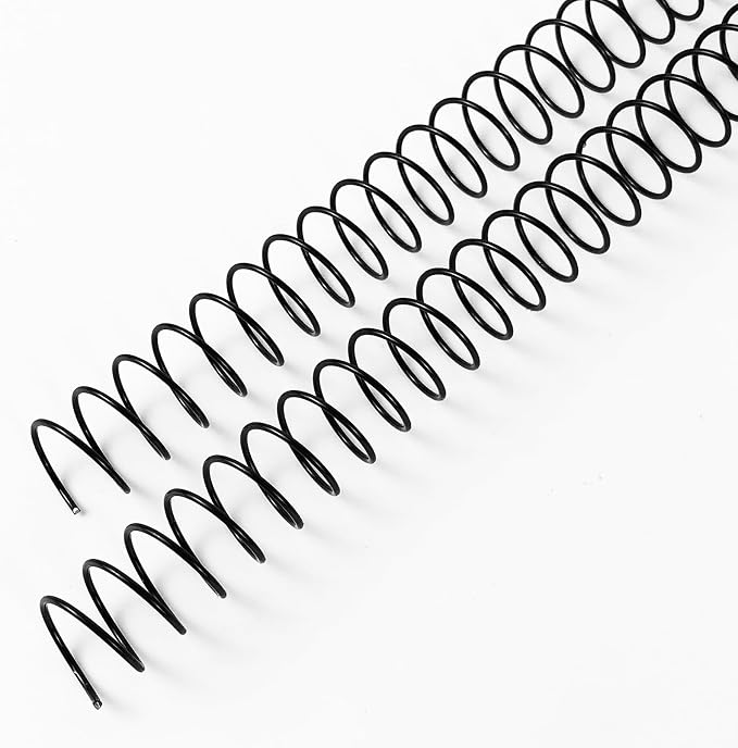Binditek Metal Spiral Binding Coils, 12 mm, 4:1 Pitch, Black, 30 Pack | Coil Binding Spines, 1/2", 90 Sheet Capacity, 48 Loops, for Letter-Size Reports, Presentations, School and Office Projects