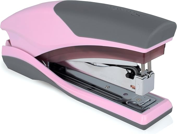 Swingline Stapler, 25 Sheet Capacity, Optima 25, Jam Free, Reduced Effort, Soft Grip, Pink/Gray (66401)