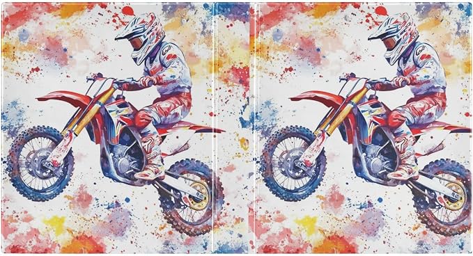 Watercolor Motocross Colorful Decorative 3 Ring Binder 1.5 Inch Large View Binders with Pockets File Organizer for Office College School, 1 Pack