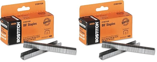 Bostitch B8 PowerCrown Staples, 0.375 Inch Leg, 45 Sheet Capacity,Box (STCR21153/8), 5000 Count (Pack of 2)