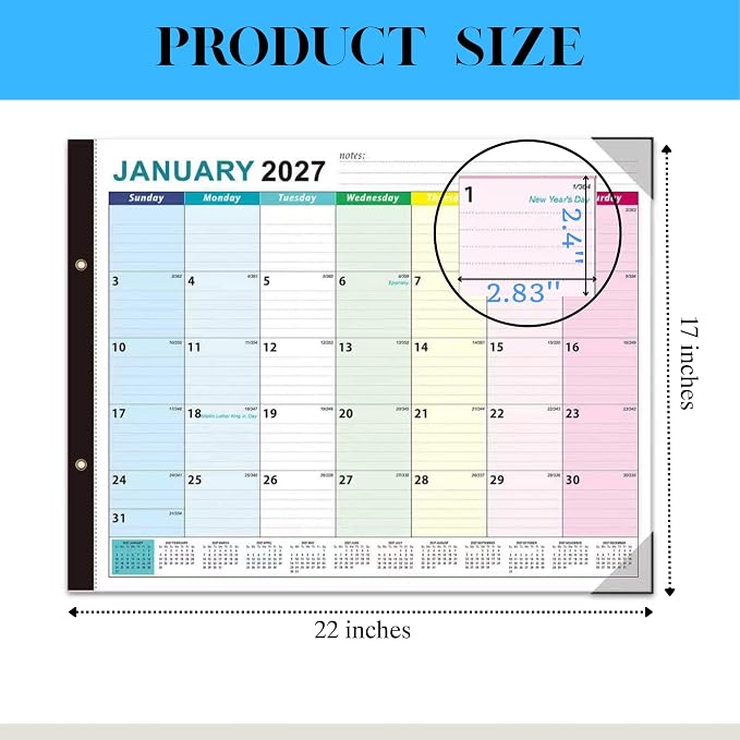 Desk Calendar 2027-2028, Large Desk Calendar 22 x 17, 18 Months | Desktop Blotter Calendar from Jan 2027 to Jun 2028, Monthly Wall Calendar for Office School Home