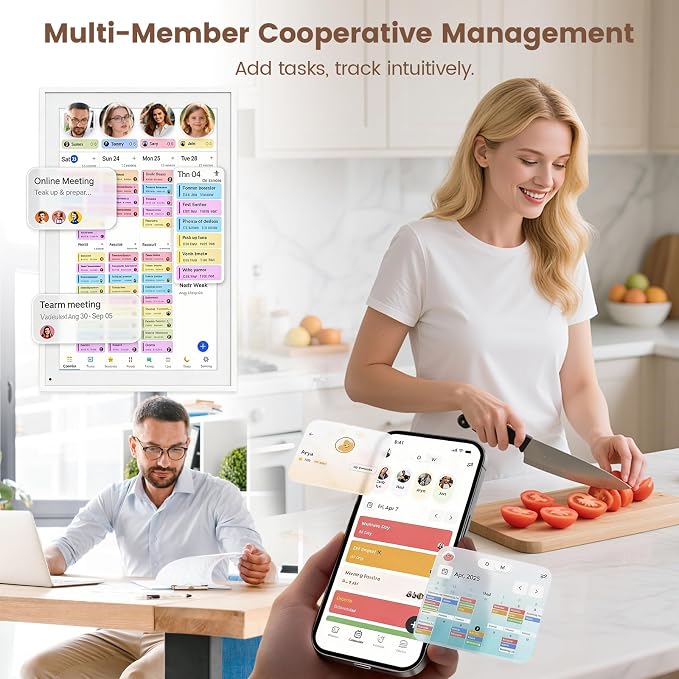 15.6-inch Digital Calendar, Electronic Calendar & Chore Chart, Sync Google iCloud Outlook, 2K Smart Touchscreen Display for Family Schedules, Wall/Desk Mountable, Great for Organizing for Group