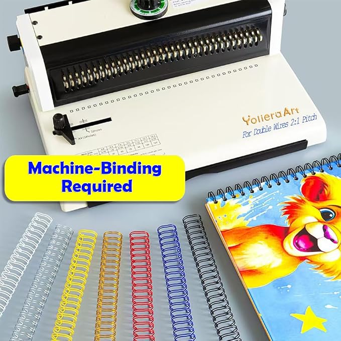 Double Loop Binding Wires for Students and Coworkers, 50 Pack Twin Loop Wire Binder Combs Spines for Booking Letter Size and Binding-Machines (50P, 2:1 Pitch, Gold, 7/8 Inch (200 Sheet Capacity))