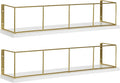 Kate and Laurel Benbrook 18-inch 2-Pack Wood and Metal Floating Wall Shelves, White and Gold