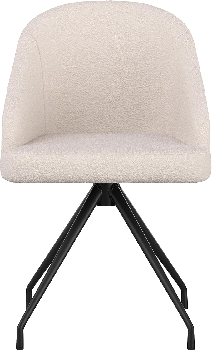 Martha Stewart Sora Upholstered Stationary Office Chair, White | Oil Rubbed Bronze Frame