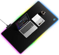 Cacoy 40"x20" RGB Gaming Mouse Pad, XXL Large LED Computer Mouse Mat, Black | Extended RGB Desk Mat with Textured Surface,9 Lighting Modes,Stitched Edges,Non-Slip Rubber Base Mousepad Optimized for Gamer