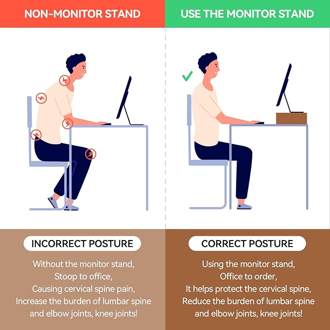 KIRIGEN Wood Monitor Stand Riser for Desk, 15.39 Inch, Brown 39-DBR | Solid Wood Desktop Shelf with Storage Space for Home Office Monitor, Printer, Computer Fully Assembled