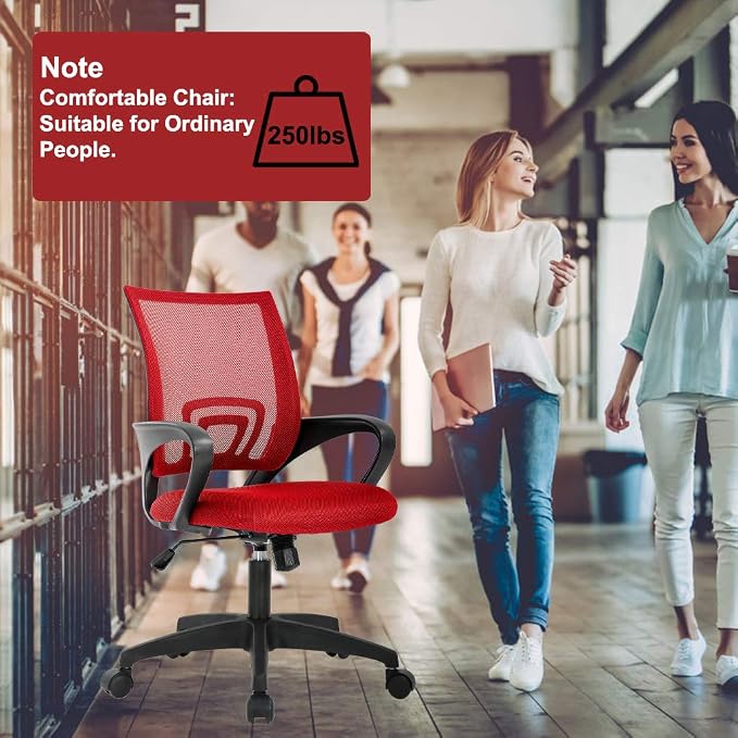 BestOffice Home Office Chair Ergonomic Desk Chair Mesh Computer Chair with Lumbar Support Armrest Executive Rolling Swivel Adjustable Mid Back Task Chair,Red