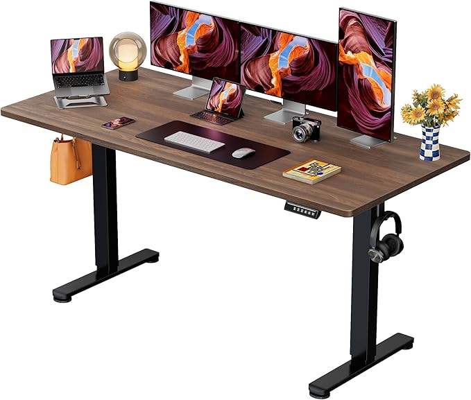 ErGear Height Adjustable Electric Standing Desk, 71 x 30 Inches Sit Stand up Desk, Memory Computer Home Office Desk, Dark Walnut