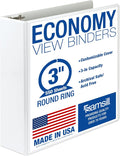 Samsill 3 Inch 3 Ring Binder, Economy Round Ring, Clear View Cover, 550 Sheet Capacity - for School, Home, Office - White