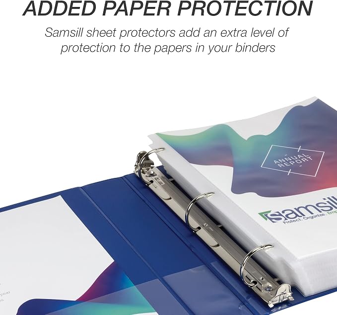 Samsill Durable 2 inch 3 Ring Binder, D Ring Binder, 100% Recycled Chipboard, Blue, 4 Pack