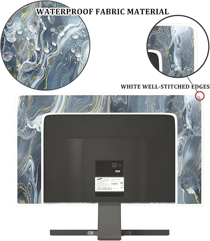 Baocicco Gray Gold Marble Waterproof 75 Inch TV Dust Cover Anti-Static Dustproof Protective Aesthetic Texture Screen TV Covers Full Body Cover for Television Screen Desktop PC LED LCD OLED