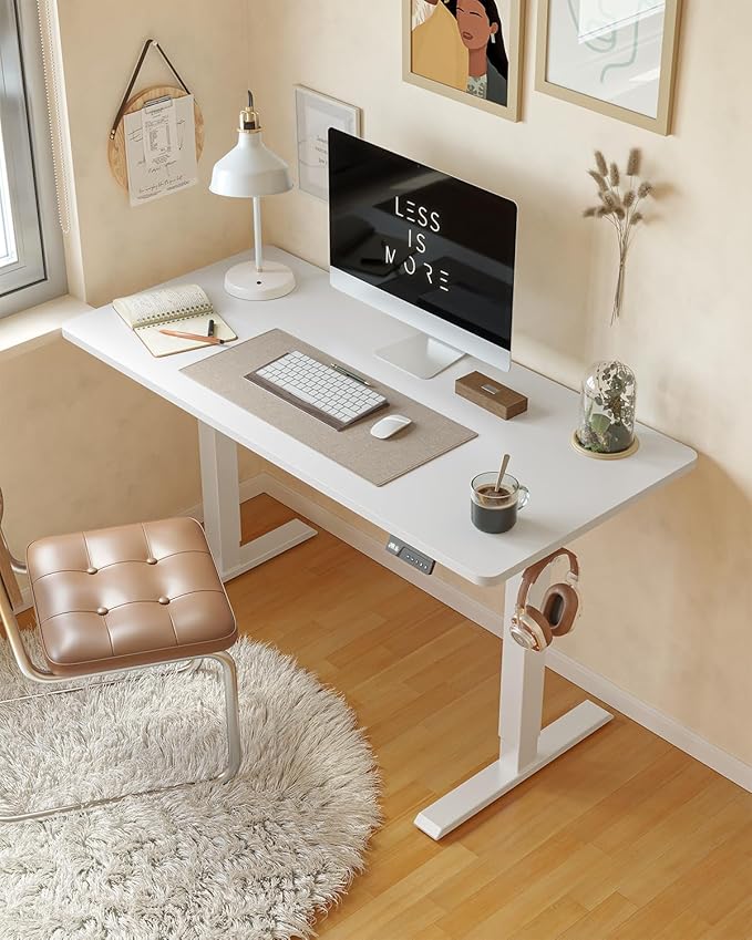 CubiCubi 63x28 Large Electric Standing Desk, 28" Deep Desktop, White | Wide Surface, Sit to Stand, Computer Workstations, Home Office Desk, Next-Gen Frame, Advanced Motor, 176 lbs Capacity