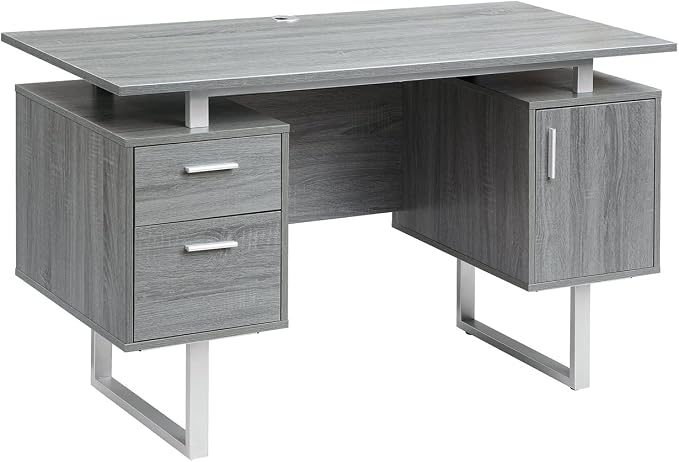 Techni Mobili Office Desk with Storage Drawers and Cabinet 51.25” W - Modern Office Desk with Large Floating Desktop Surface | Home office workstation, durable construction, everyday productivity, Ideal for home office, Workspace organization
