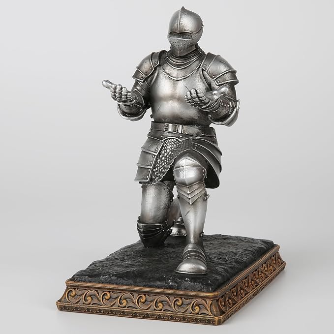 Grace4Joy Knight Pen Holder - 7 Inch Cool Pen Holder Office Desk Accessories, Hand Painted Unique Medieval Office Gifts for Men