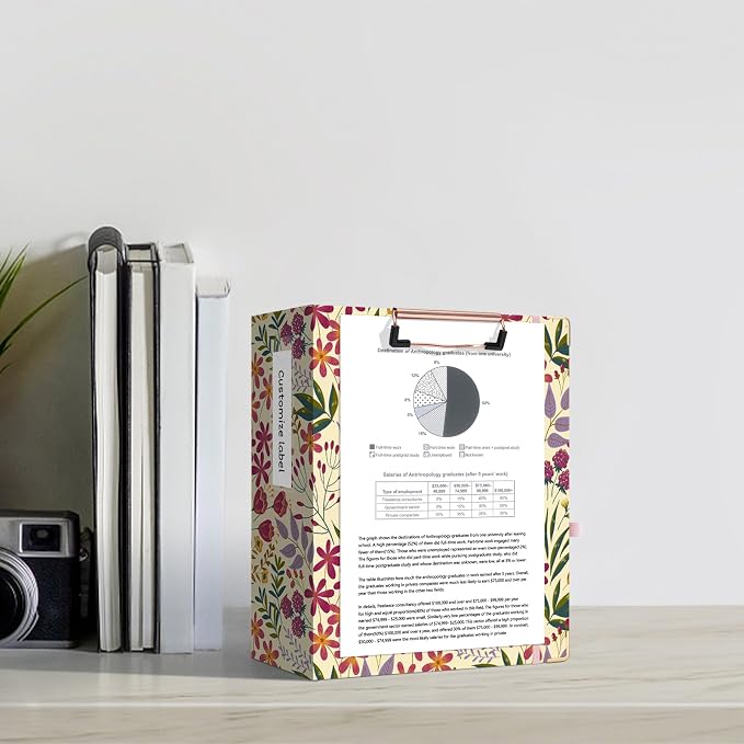 Ospelelf Mini 3 Ring Binder, 2 Inch, Cute Floral Binder for 5.5" x 8.5" with 5 Tab Dividers, File Folder Labels and Low Profile Clipboards