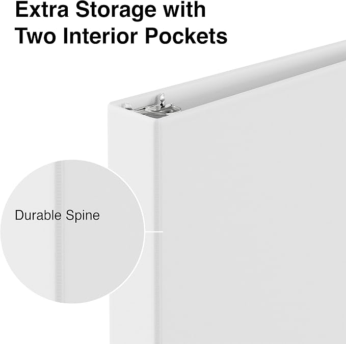 Staples 1" 3-Ring View Binder, White, 4/Pack