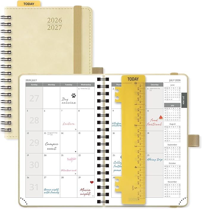POPRUN 2026-2027 Monthly Planner, 4" x 6.25" Small Agenda,18 Month Calendar