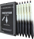 Fengtaiyuan Retractable Gel Pens, 1.0mm Bold Point, Quick Dry Black Ink, Gradient Black Barrel with Triangular Silicone Non-Slip Grip, Ergonomic Smooth Pens for Exam School Office [Pack of 6]