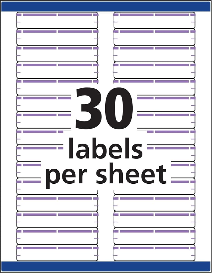 Avery TrueBlock File Folder Labels, 2/3" x 3-7/16", 750 Printable Labels, White/Purple, Permanent (5666)