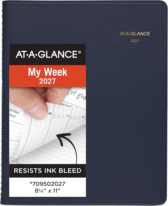 AT-A-GLANCE 2027 Appointment Book Planner, Weekly, 13-Month Jan-Jan, 8.25" x 11", Navy (709502027)