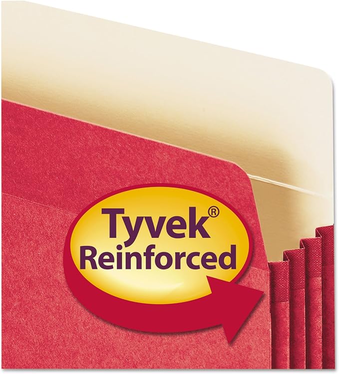 Smead File Pocket, Straight-Cut Tab, 3-1/2" Expansion, Letter Size, Red, 25 per Box (73231)