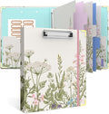 3 Ring Binder 1 Inch, Cute Round Ring Binders with 6 Tab Dividers, Labels Stickers, Low Profile Clipboard with Storage, Fashion Binder School Office Supplies(Garden Flowers)