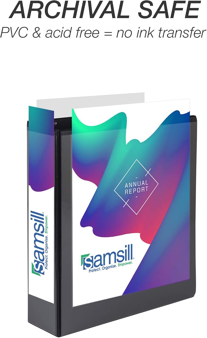 Samsill Durable 2 inch 3 Ring Binder, D Ring Binder, 100% Recycled Chipboard, Black