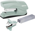 Bostitch Heavy Duty Stapler Value Pack, 40 Sheet Capacity, Sage | Half-strip, flat-clinch design opens fully for tacking bulletin boards; includes a staple remover and 1250 staples.