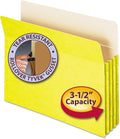 Smead File Pocket, Straight-Cut Tab, 3-1/2" Expansion, Letter Size, Yellow, 25 per Box (73233)