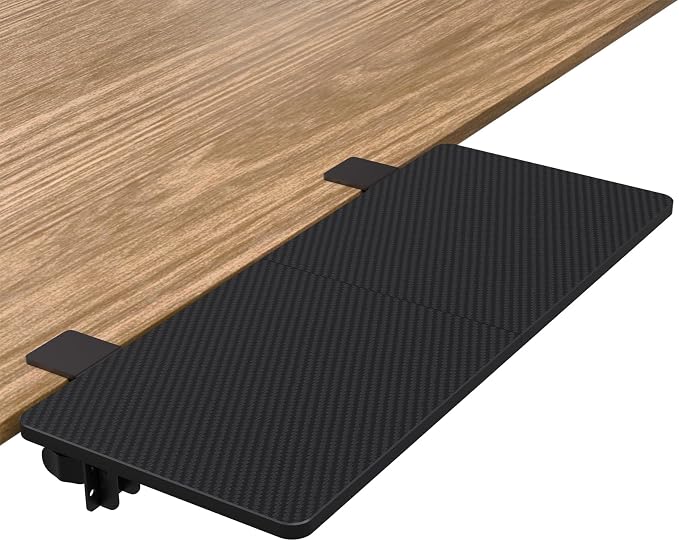 Suptek Clamp-on 9.5 x 23.6 inch Desk Extender, Wrist Support, Foldable Keyboard Tray Platform, Suitable for Office Desks, Carbon Fiber, DSF3L