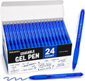 Volcanics Blue Erasable Gel Pens, 0.7mm Retractable, 24 Pack