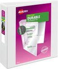 Avery Durable View 3 Ring Binder, 3" EZD Rings, 1 White Binder