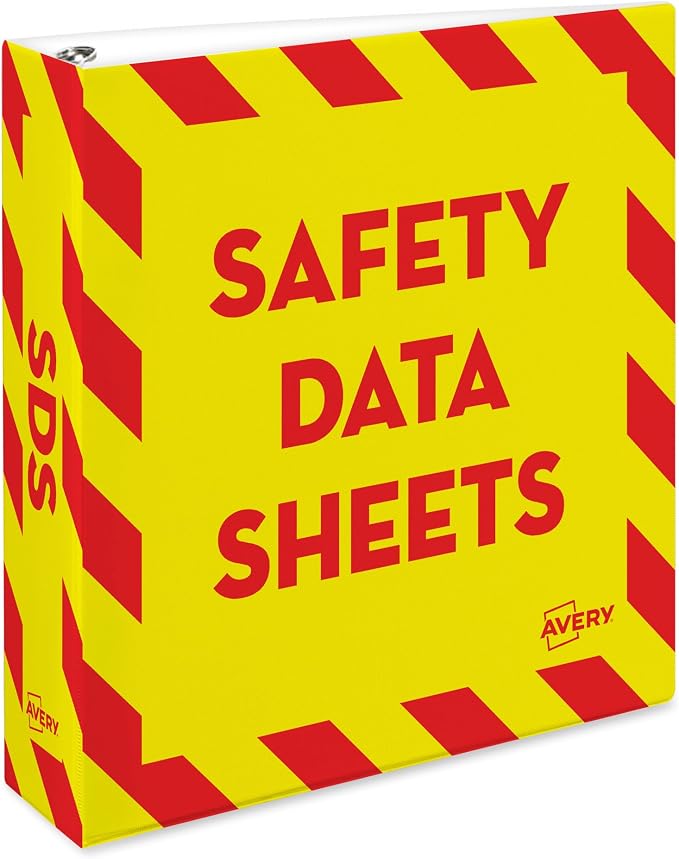 Avery® Heavy-Duty SDS Binder, 2" Rings, 1 Yellow/Red Border Binder | For Heavy School, Industrial and Office Use, DuraHinge Tear-Resistant Spine, DuraEdge Split-Resistant Sides, Nonstick Cover