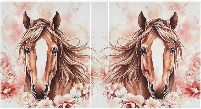 3 Ring Binder Brown Horse Watercolor Flower 1.5" Round Ring Binders View Binder with 200 Sheet for Kids School Supplies Women Men Office, 1 Pack