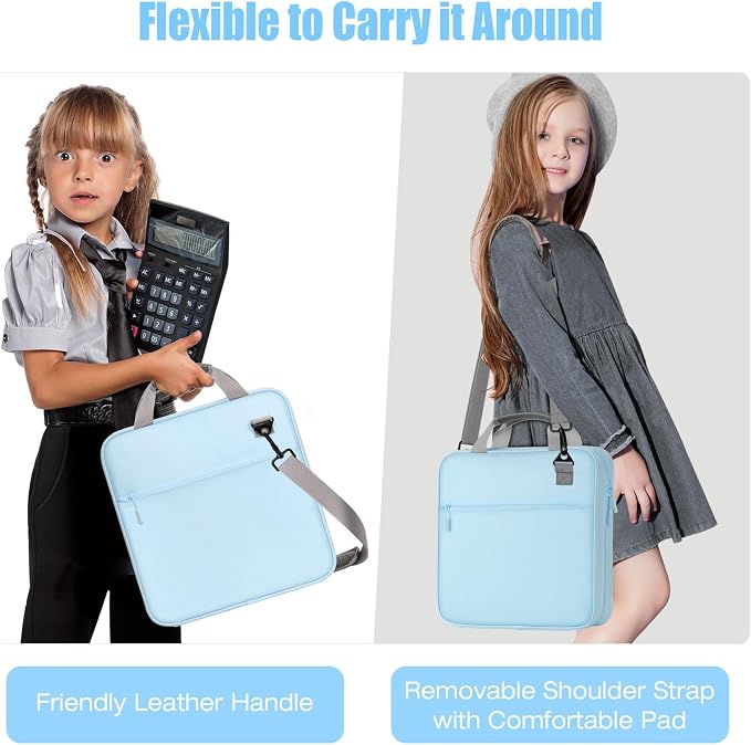 MoKo Zipper Binder, 2 Inch 3 O Ring, 5 Tab File Folders, 500 Sheets, Blue | Water-repellent 900D Oxford fabric with 5 folders, 2 mesh pocket, reinforced handle and adjustable shoulder strap.