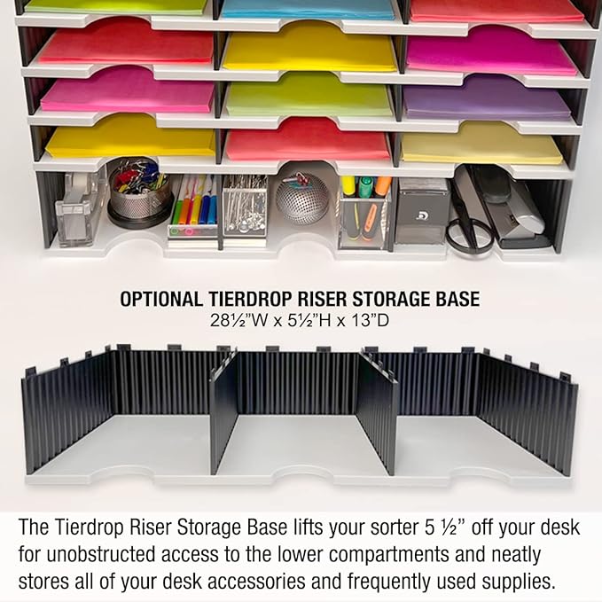 Ultimate Office TierDrop Desktop Organizer, 12 Compartment Sorter, 3-Wide | Sorts documents, forms, mail for office or classroom; modular no-tool assembly design, easily expands with add-on tiers