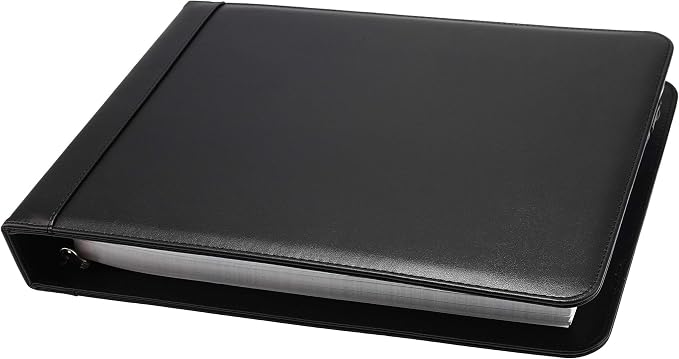 2Fold Business Check Binder 7 Ring for 3-Up Business Size Checks with Extra Business Card Case - PU Leather Deluxe 7 Ring Checkbook Binder Portfolio with 600 Check Capacity and Storage