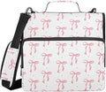 ALAZA Zipper Binder 3 Ring Cute Pink Bow Binder Organizer with Zipper and Shoulder Strap Large Capacity Multi-Pocket Trapper Keeper File Folder for Office Supplies