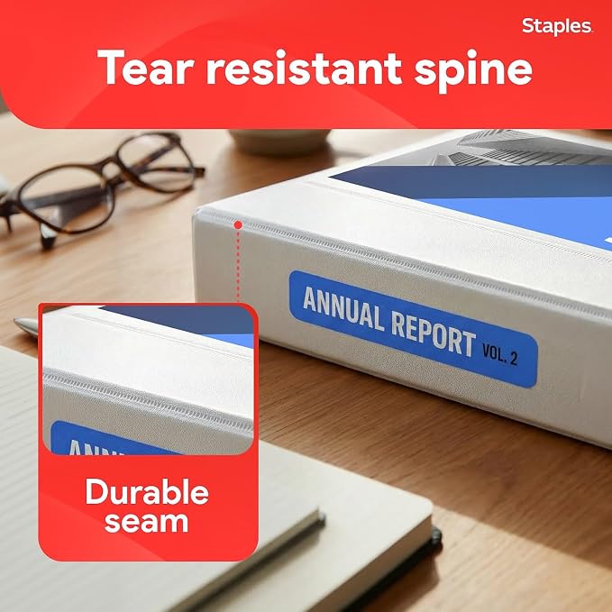 Staples 5" 3-Ring View Binder, D-Ring, White (55416/26360)