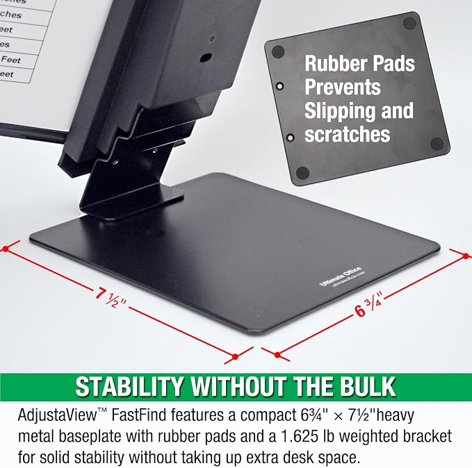 Ultimate Office FASTFIND 10-Pocket Desk Reference Display Organizer, Black | Compact, Heavy-Duty, Weighted Metal Base Takes up Minimial Desk Space White Keeping Your Display Organizer Firmly in Place.