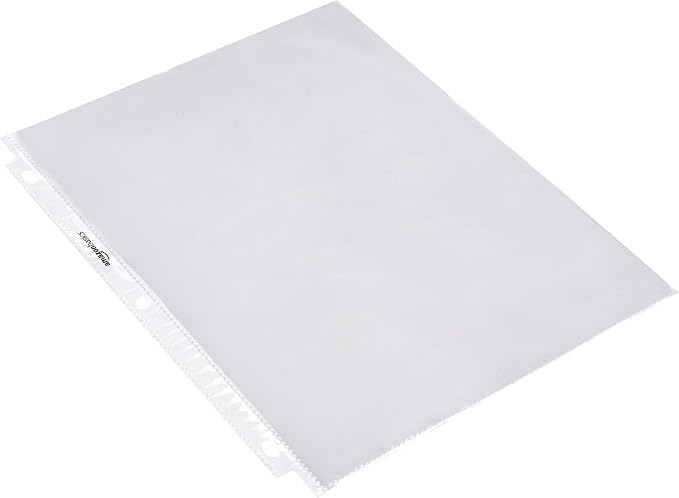 Amazon Basics Sheet Protectors for 3 Ring Binder, Heavyweight, Polypropylene, Top Loading, Letter Size, 8.5 x 11 Inch, 200-Pack, Clear