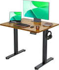 Claiks Electric Height Adjustable Standing Desk, 35x20 Inch, Rustic Brown | Smooth Height Adjustment, 3 Memory Presets, Cable Management Hub&Hook, Stable Steel Frame, 176lbs Capacity, Easy Assembly
