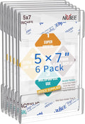 Niubee Acrylic Sign Holder 5x7 Vertical, Wall Mount Sign Holder Door Sign Holder Memo Holder Clear Wall Frame with Tape Adhesive for Office, Home, Store, Restaurant, No Drilling - Vertical (6 Pack)