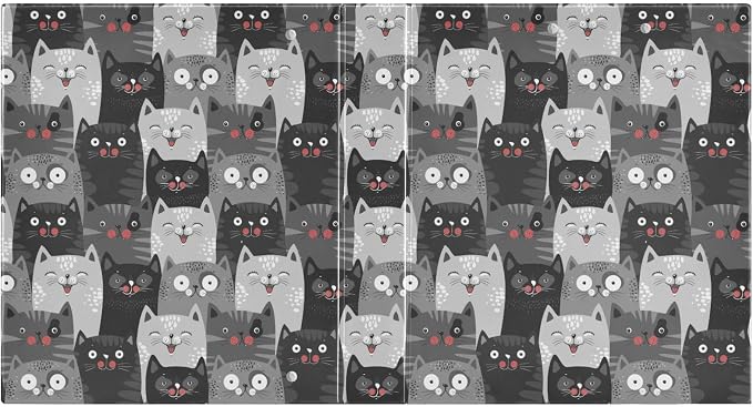 Funny Cute Kitty Cat Black and Gray Cats Binder 1.5 Inch Binder with Clipboard&Pockets, Hardcover Binders 3 Ring, Heavy Duty Large File Folder for Office School Supplies - Holds 200 Sheets