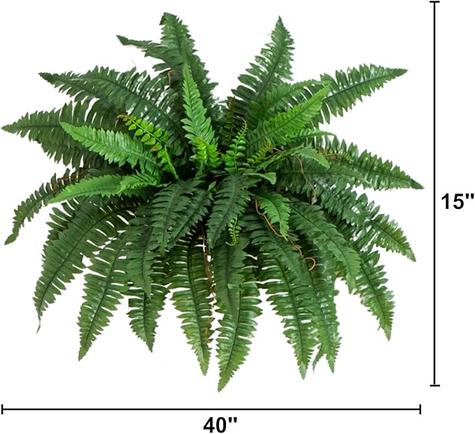 Nearly Natural 40 in Artificial Boston Fern Indoor Plant (Set of 2) | Large Hanging Fake Plant, 56 Long Realistic Fronds, Maintenance-Free, Office and Home Decor