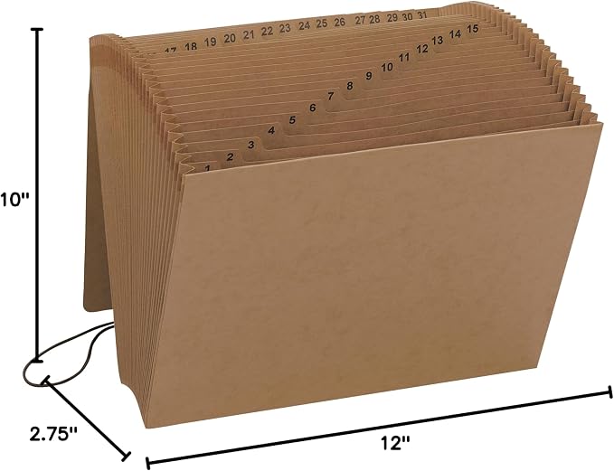Smead Expanding File with Flap and Cord Closure, 31 Pockets, Daily (1-31), Letter Size, Kraft (70168), (Pack of 6)