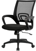 BestOffice Ergonomic Office Chair | Mid-Back Swivel Desk Chair | Dark Black | with Lumbar Support, Adjustable Height & Breathable Backrest | Sponge Seat & Rolling Wheels | for Home, Office | Pack of 1